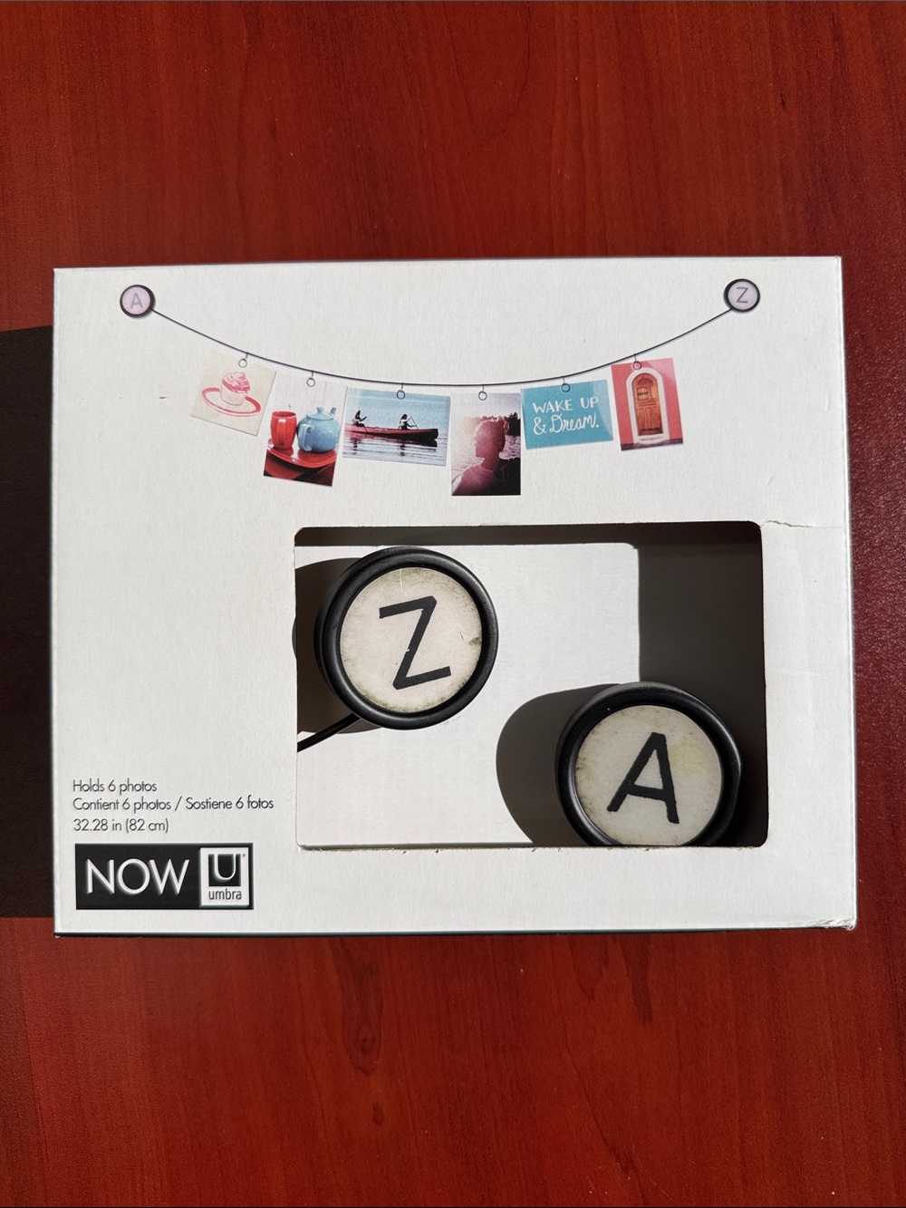 Umbra White Photo Clip Line with Black Round Letter Clips (Z & A)